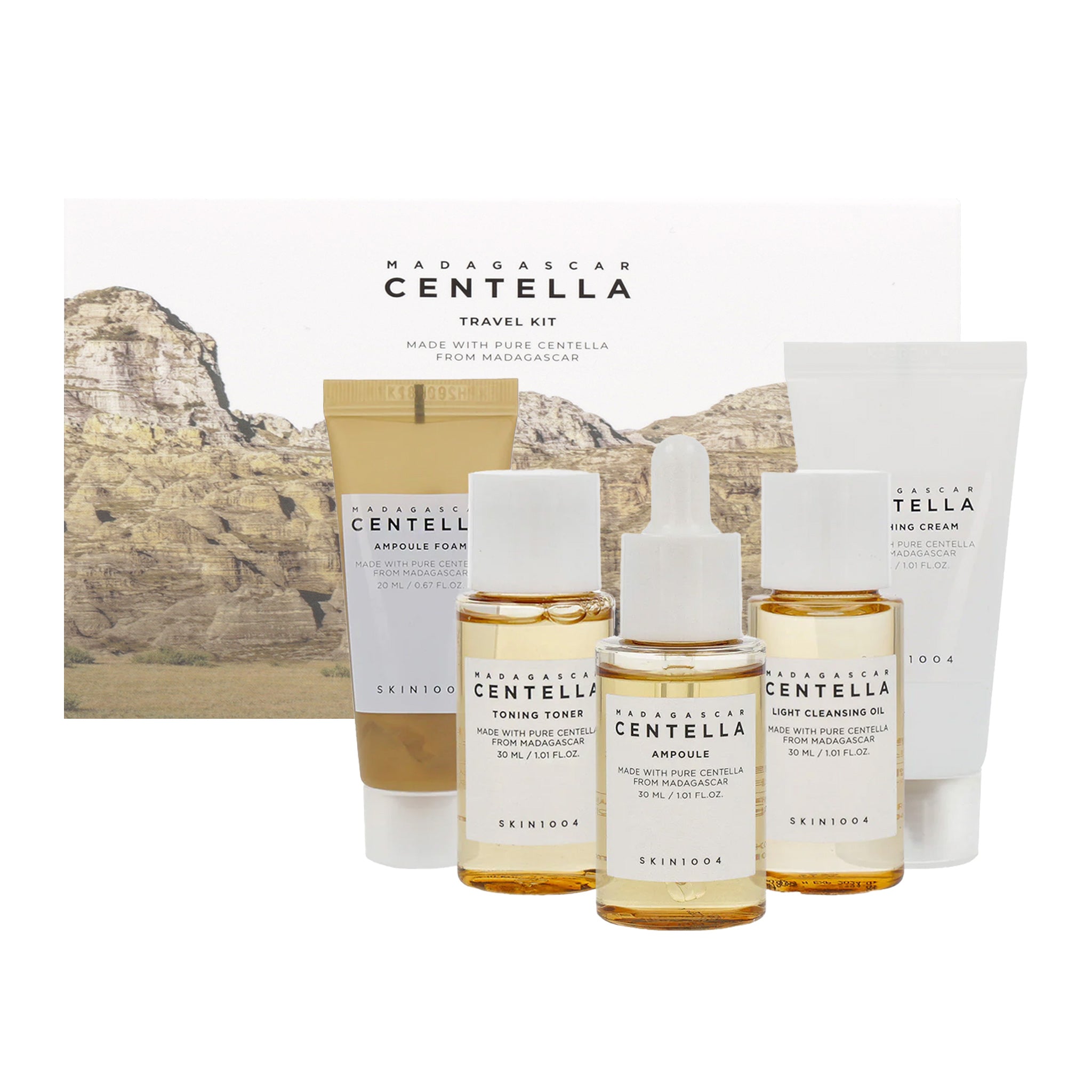 Centella skin care products from SKIN1004 Madagascar Centella Travel Kit.