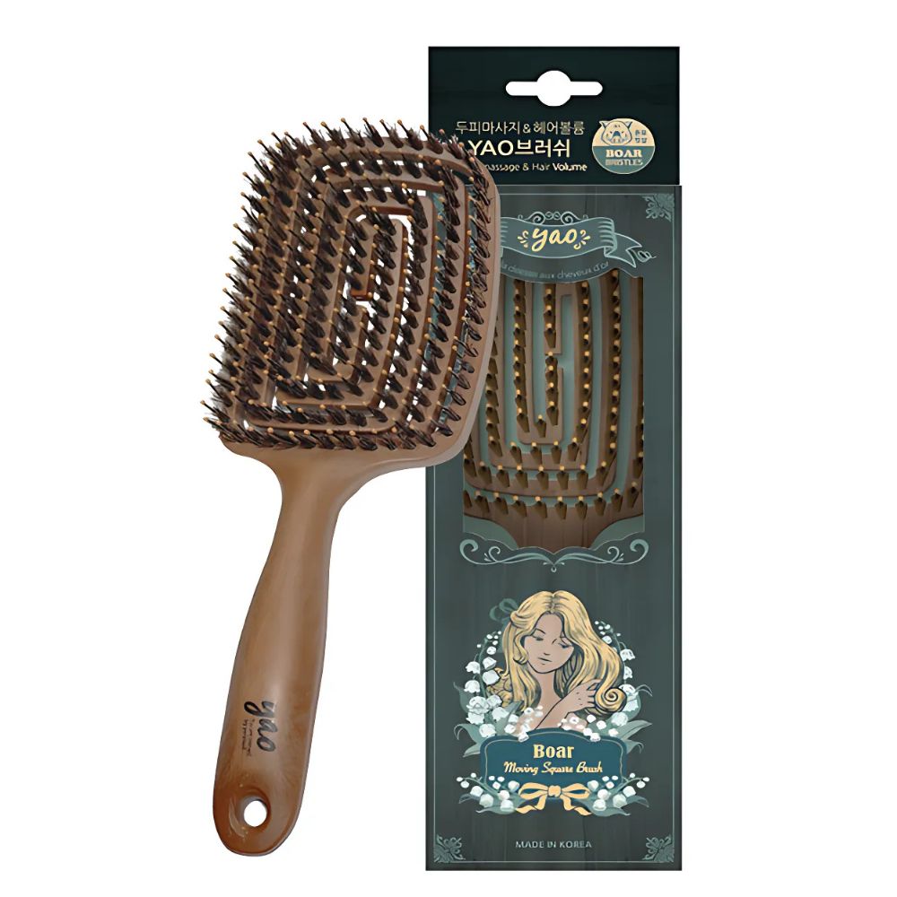 The yao Wood-like Square Boar Hair Brush is not just functional but also stylish, adding a touch of elegance to your hair care routine. 