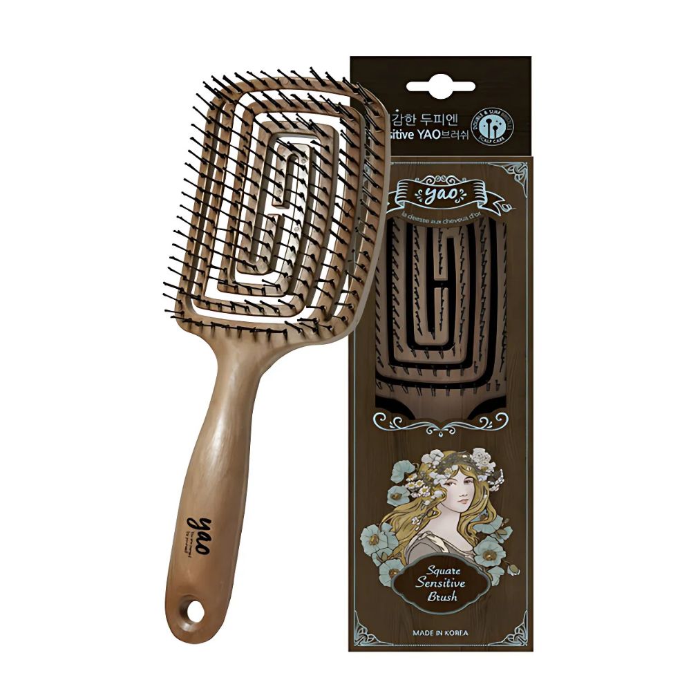 The yao Wood-like Square Sensitive Hair Brush is especially effective for reducing frizz and promoting smoother, shinier hair with regular use.