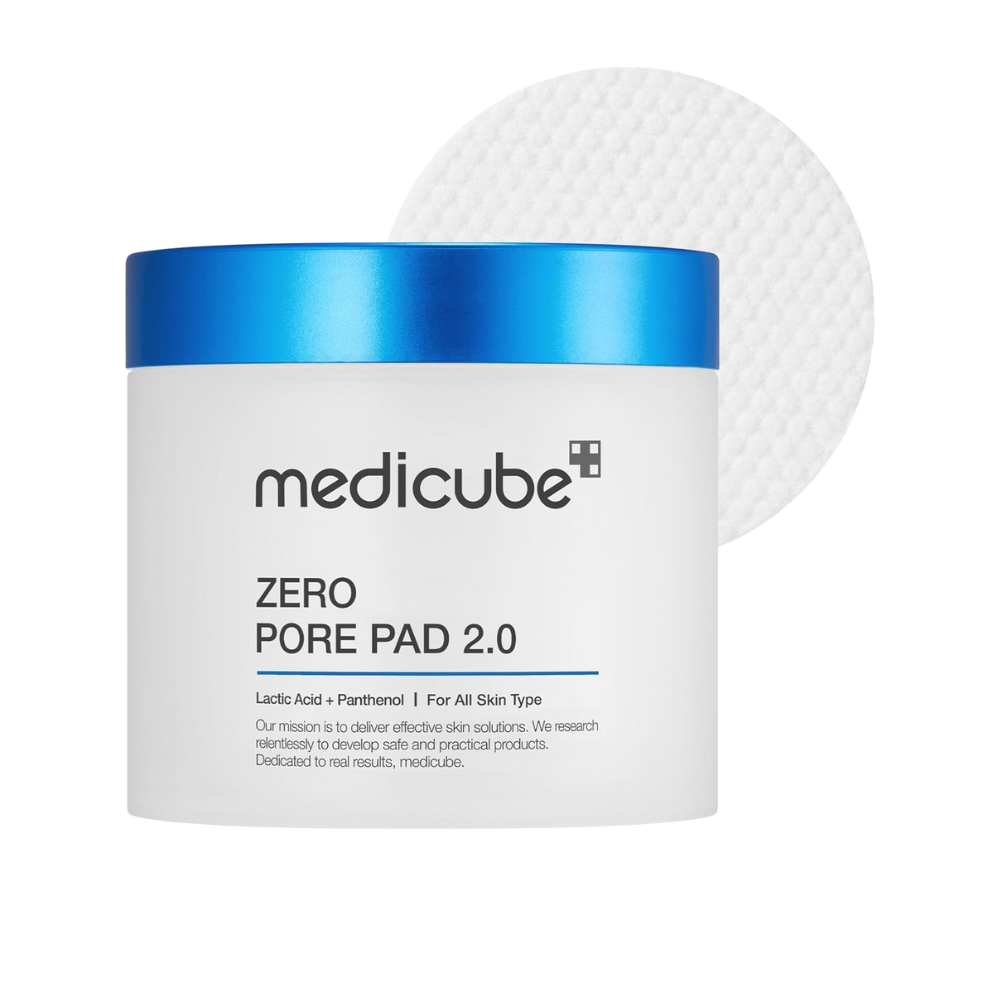 Image: 'MEDICUBE Zero Pore Pad 20g' - A compact container of MEDICUBE Zero Pore Pad 2.0, containing 70 pads for skincare purposes.