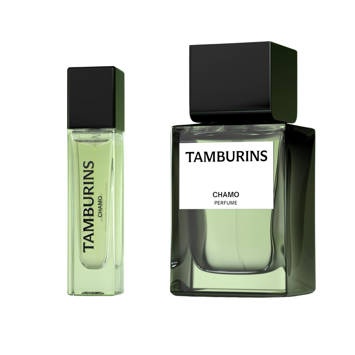 TAMBURINS Perfume bottle with #Chamo 11ml / 50ml label.