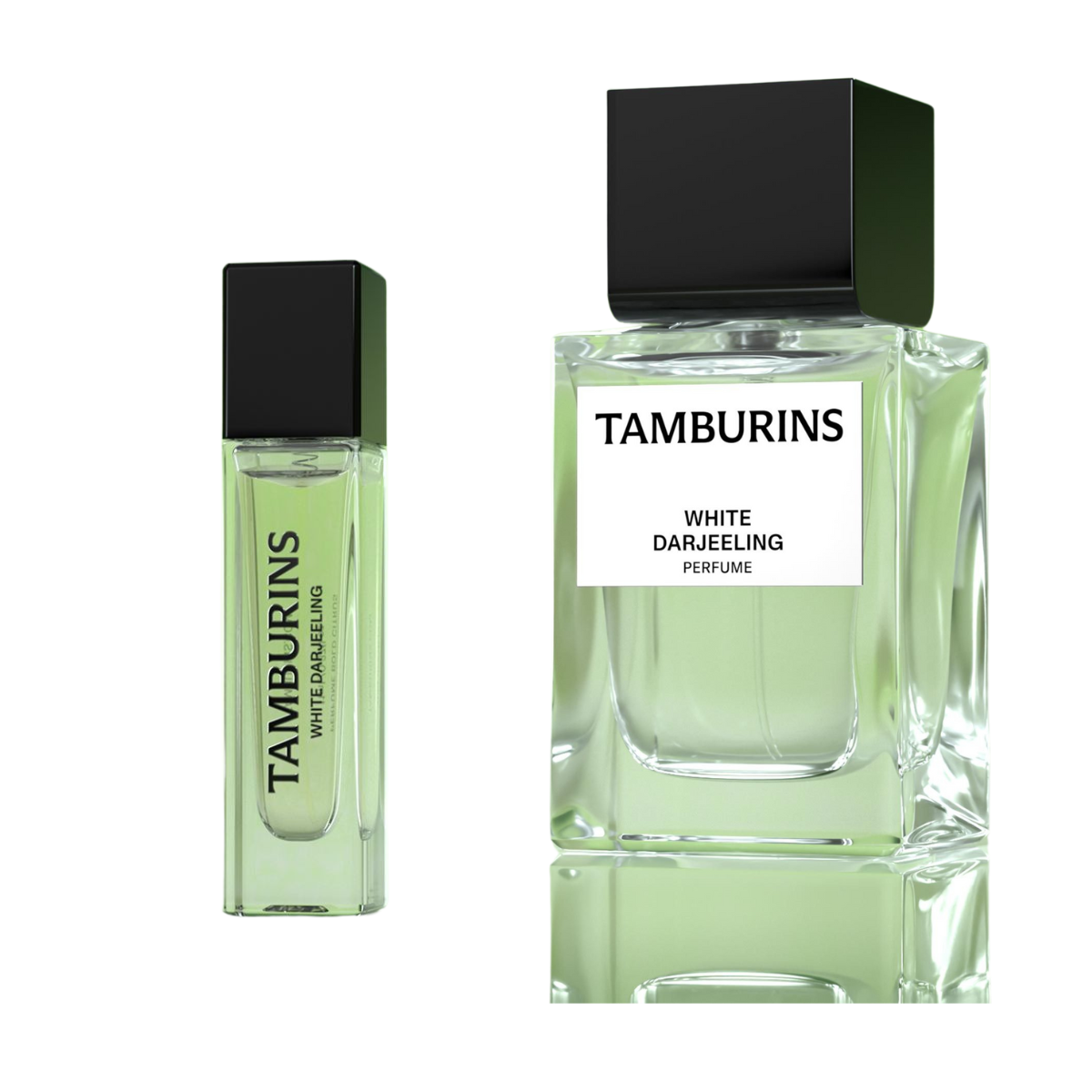 a bottle of tamburins perfume on a white background