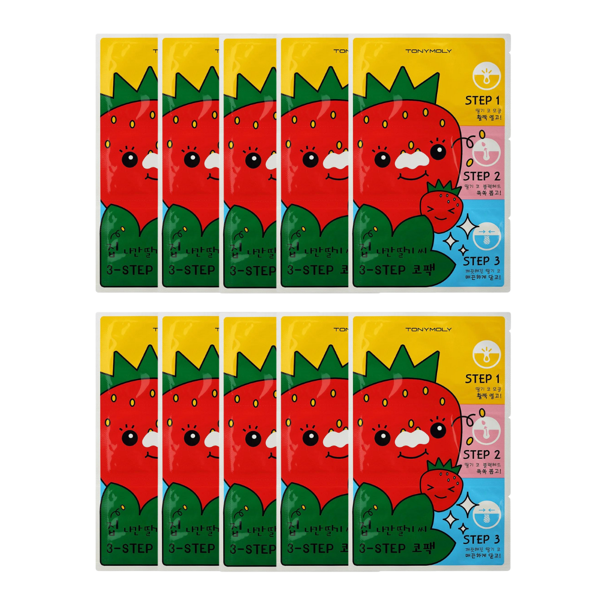 (Matt) TONYMOLY Runaway Strawberry Seeds 3 Step Nose Pack 6g (5ea/10ea) - DODOSKIN