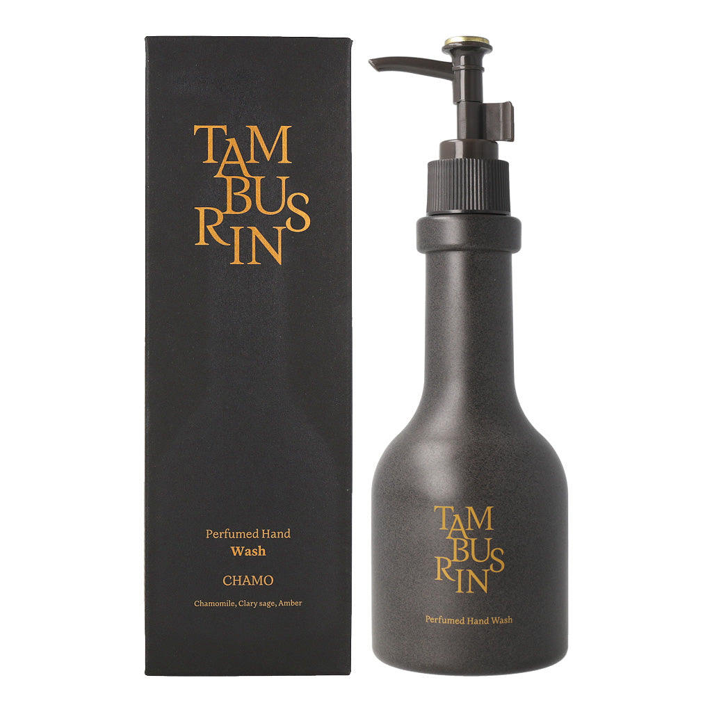 Image of black soap bottle featuring TAMBURINS Perfumed Hand Wash CHAMO 250ml.