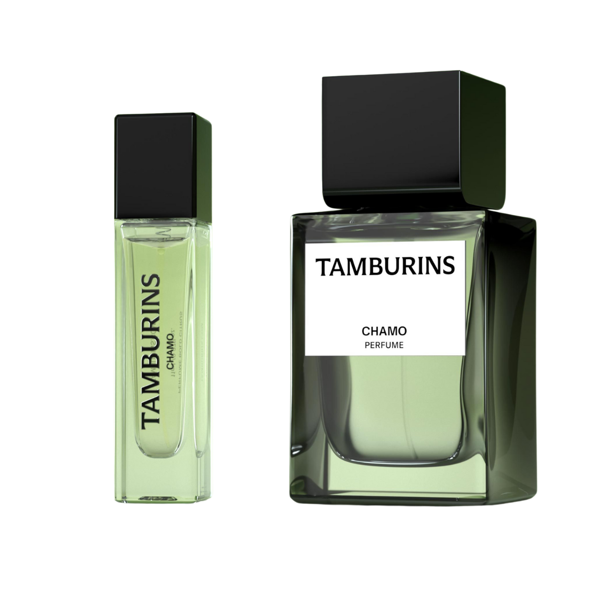 TAMBURINS Perfume bottle with #Chamo available in 11ml and  50ml.