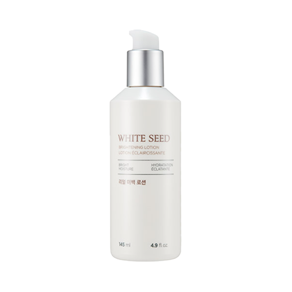 The THE FACE SHOP White Seed Brightening Lotion 145ml is a lightweight lotion formulated to provide hydration and brightening benefits to the skin. 