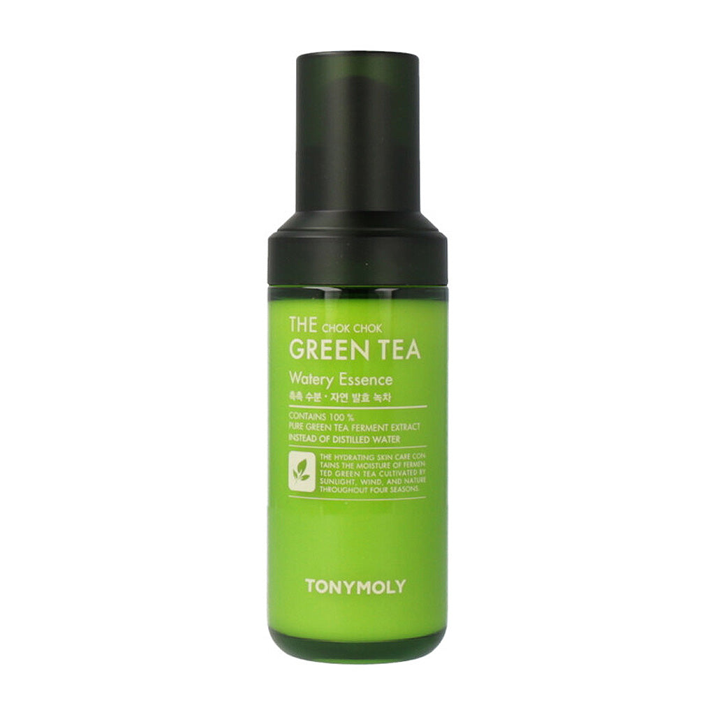 TONYMOLY The Chok Chok Green Tea Watery Essence is a deeply hydrating essence infused with 100% pure fermented green tea extract. 