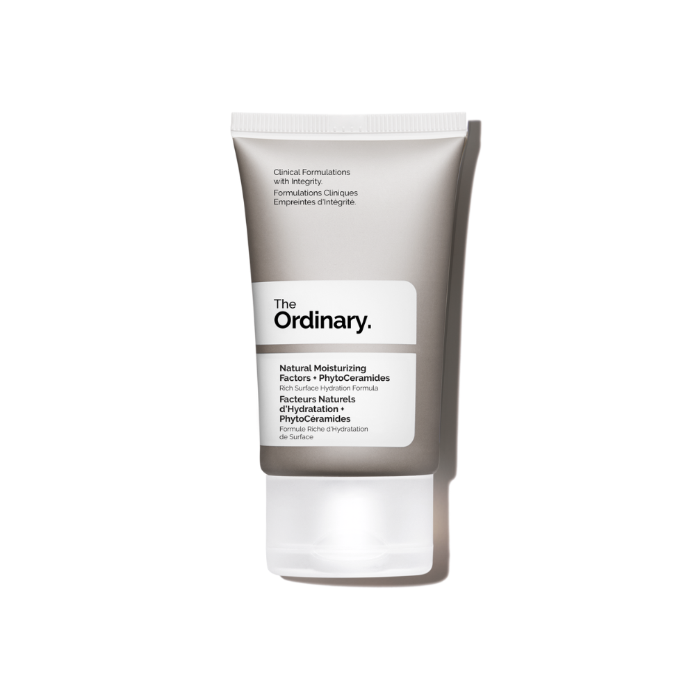 A 30ml bottle of The Ordinary Natural Moisturizing Factors + PhytoCeramides, designed for deep hydration and skin barrier support.