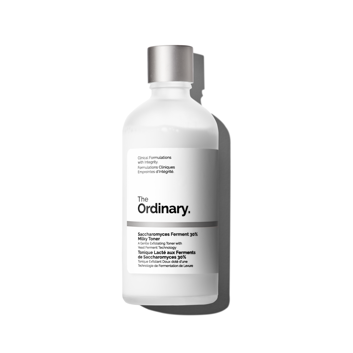 A 100ml bottle of The Ordinary Saccharomyces Ferment 30% Milky Toner, a skincare product for daily use.