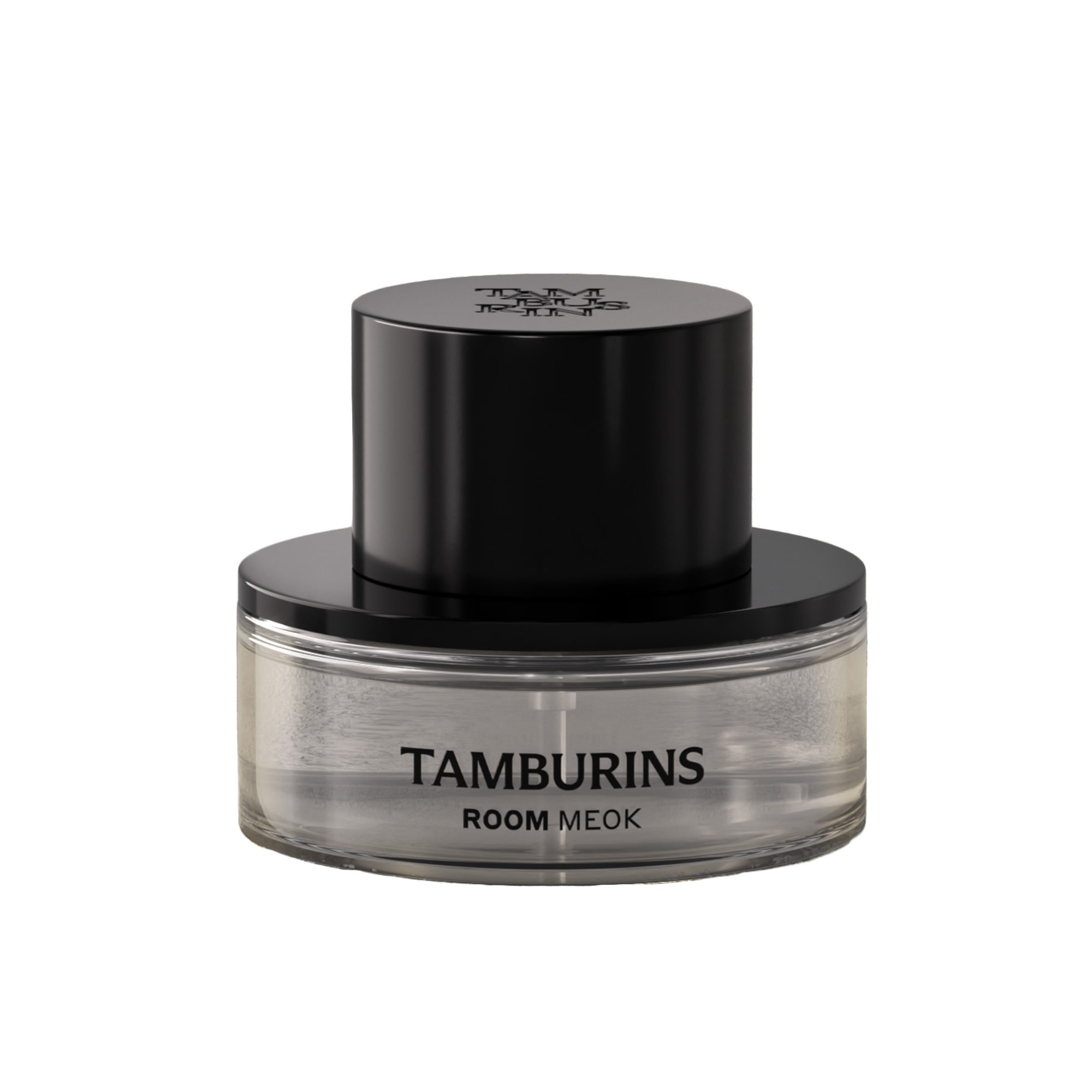A 90ml bottle of TAMBURINS Room Spray in black packaging, emitting a luxurious perfume scent.