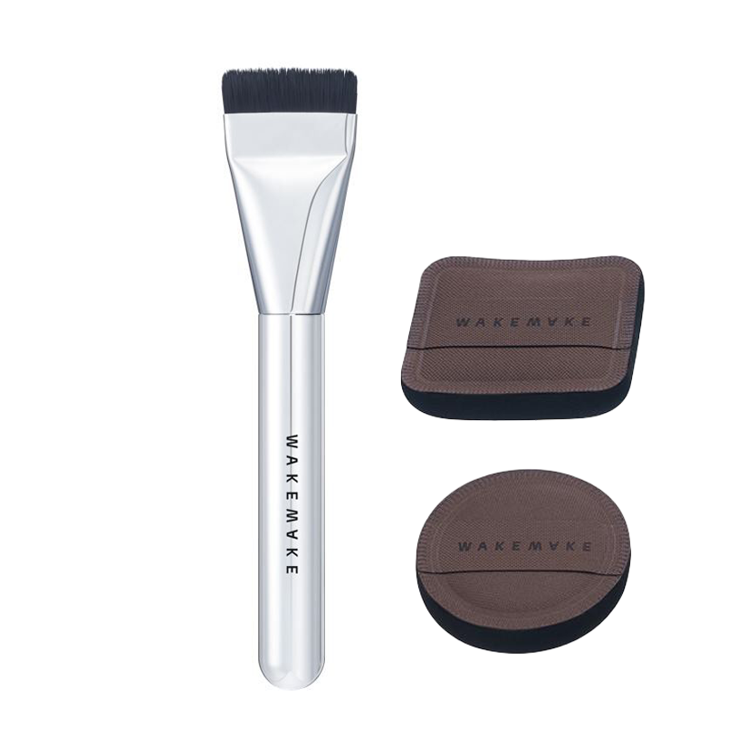 WAKEMAKE Spatula Wide Foundation Brush Pillow Puff Duo Set