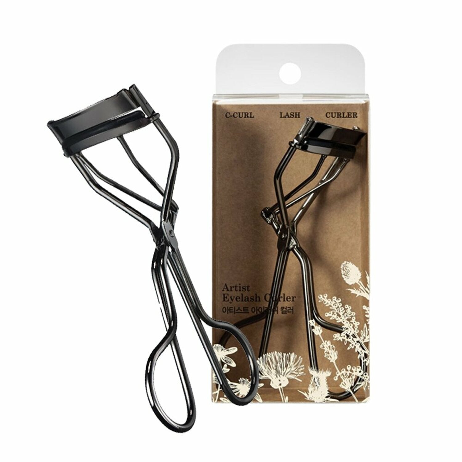 Artist-inspired eyelash curler with a cool and trendy design for achieving the perfect curl.