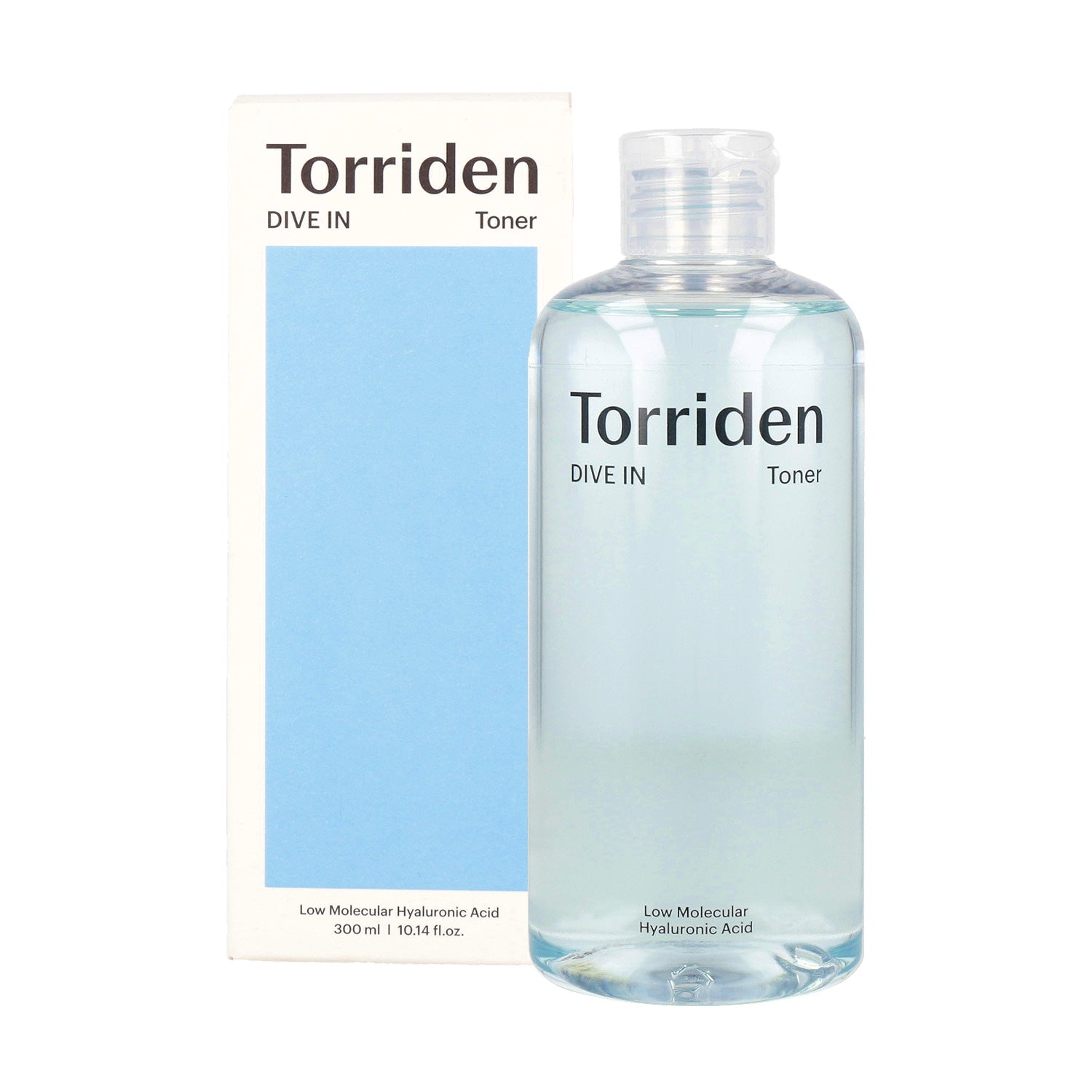 The Torriden Dive-In Low Molecule Hyaluronic Acid Toner (300ml) is designed to provide deep hydration and improve skin moisture levels. 