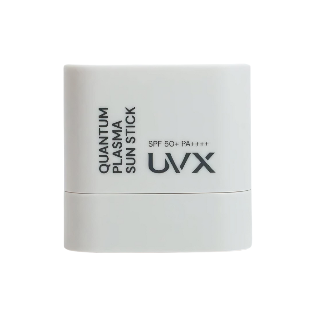 UVX Quantum Plasma Sun Stick SPF 50+ PA++++ in a 10g package, offering high sun protection in a convenient stick format.