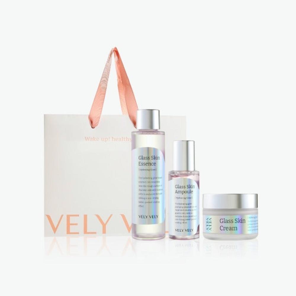 VELY VELY [SET] 3 types of Glass Skin (Essence 160ml + Ampoule 40ml + Cream 60ml) + Shopping Bag