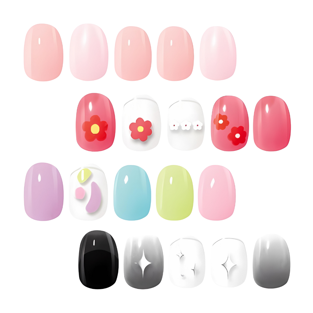 WAKEMAKE Gel Nail Stickers (EasyFit+) displayed, showcasing vibrant designs for effortless nail art application.