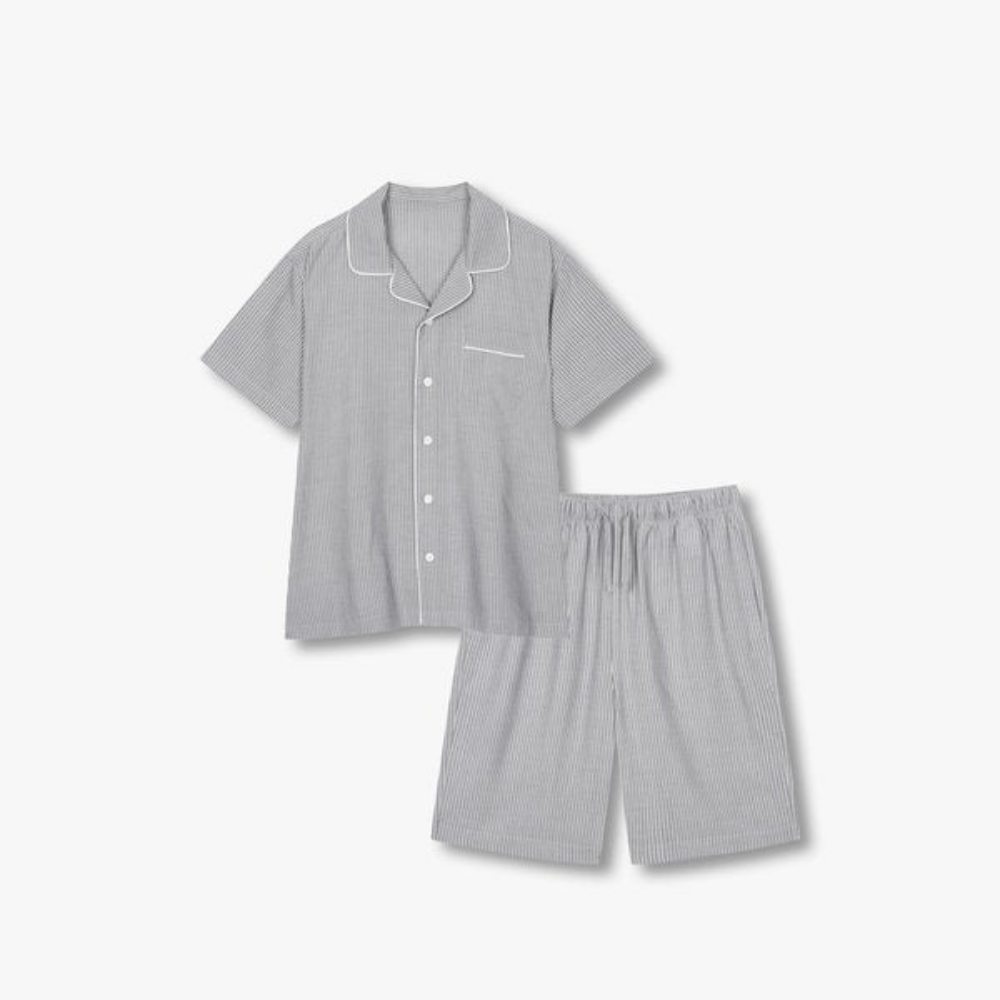 DODO PARTNERS Men's Rayon Stripe Mid-Length Pajama Set (3 Colors) | DODO SKIN