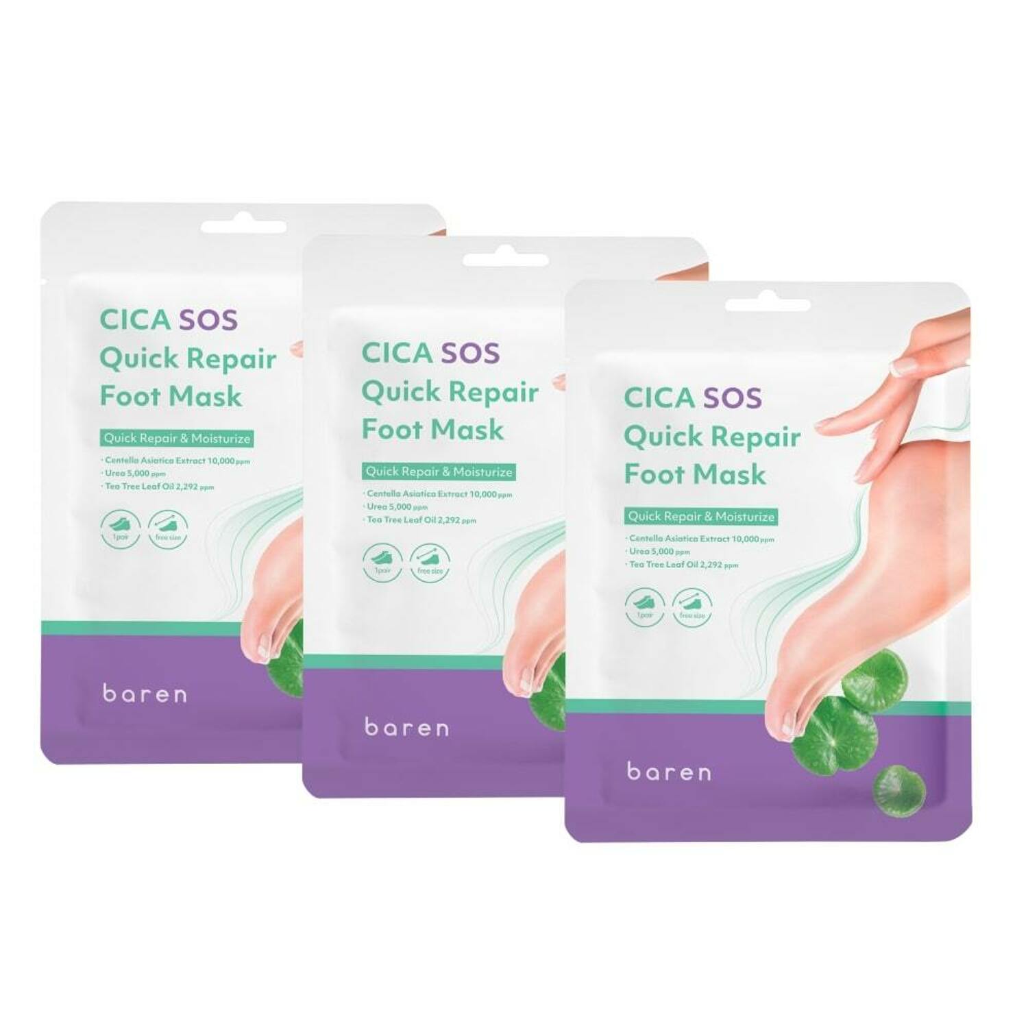 baren Cica SOS Quick Repair Foot Mask 18ml * 3ea