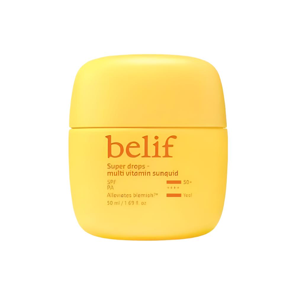 The belif Super Drops - Multi Vitamin Sunquid (50ml) is a lightweight, multi-functional sunscreen packed with vitamins to nourish and protect your skin. 