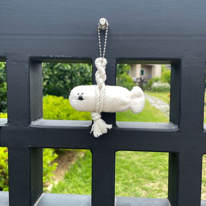 d.with GoodLuck Fish Bichon Keyring - Ivory