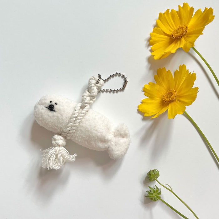 d.with GoodLuck Fish Bichon Keyring - Ivory