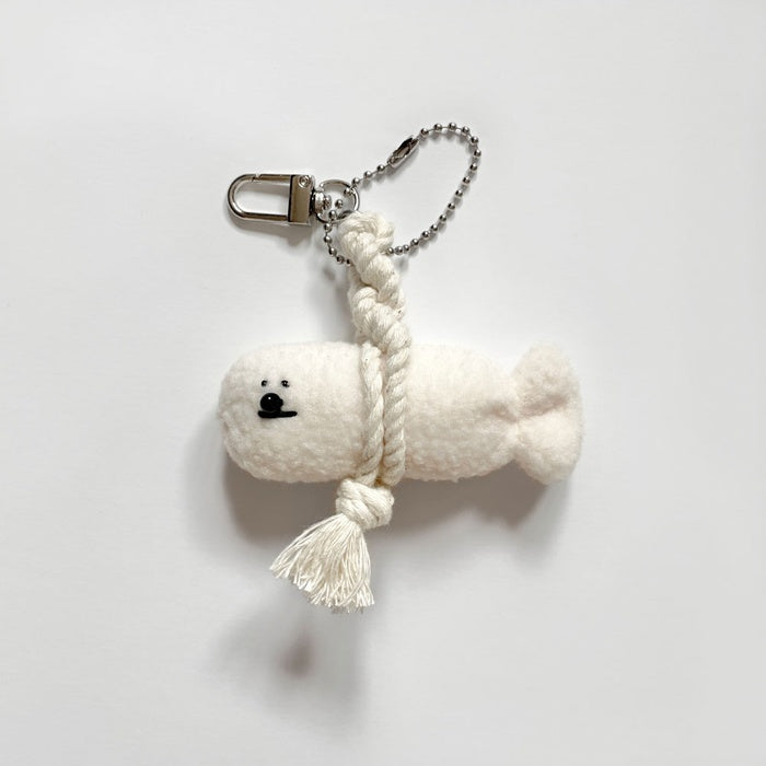 d.with GoodLuck Fish Bichon Keyring - Ivory