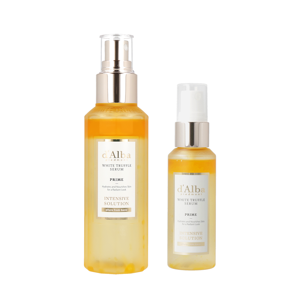 White Truffle Prime Intensive Serum by d'Alba, available in 50ml and 100ml sizes.