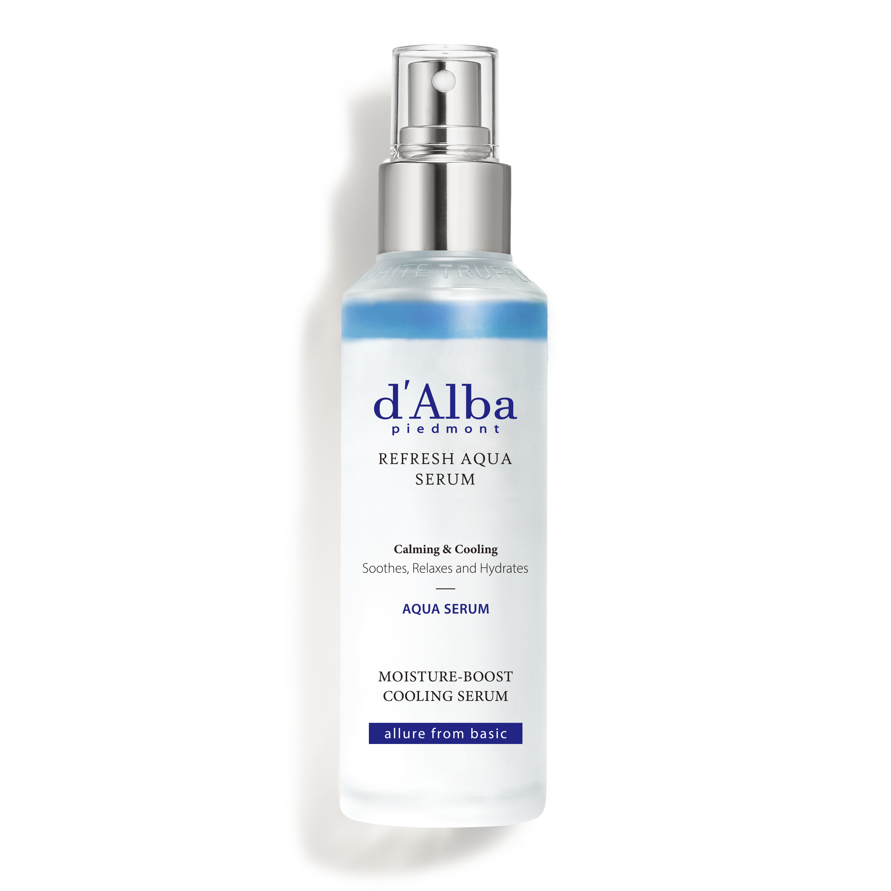 d'Alba White Truffle Refresh Aqua Serum is a hydrating and brightening serum infused with luxurious ingredients, including white truffle extract, to nourish and revitalize the skin. 