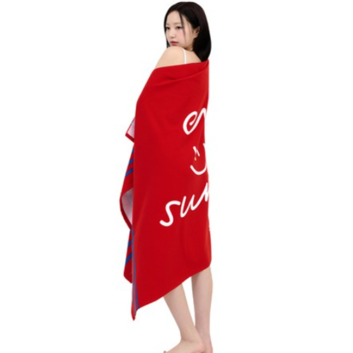 Weeknine Smile Beach Towel, Red-1pc