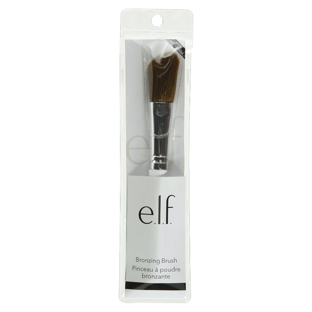 A professional e.l.f Bronzing Brush with a tapered design, ideal for achieving a sun-kissed glow on the skin.
