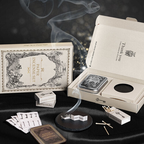 Optatum [Individual/gift Packaging] Paper Incense Gift Set (Tray + Tin Case + Tongs + Character Matches)
