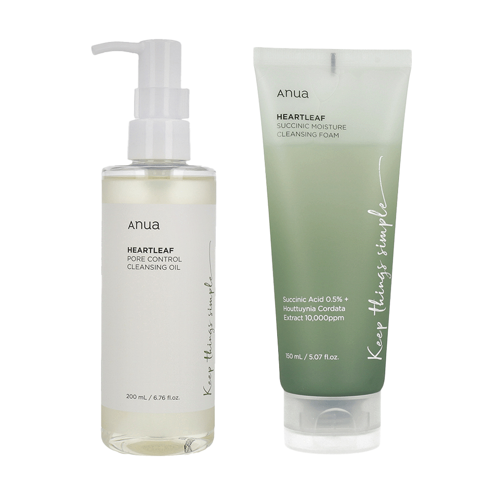 Anua Cleansing SET featuring Cleansing Oil and Foam for effective skincare routine.