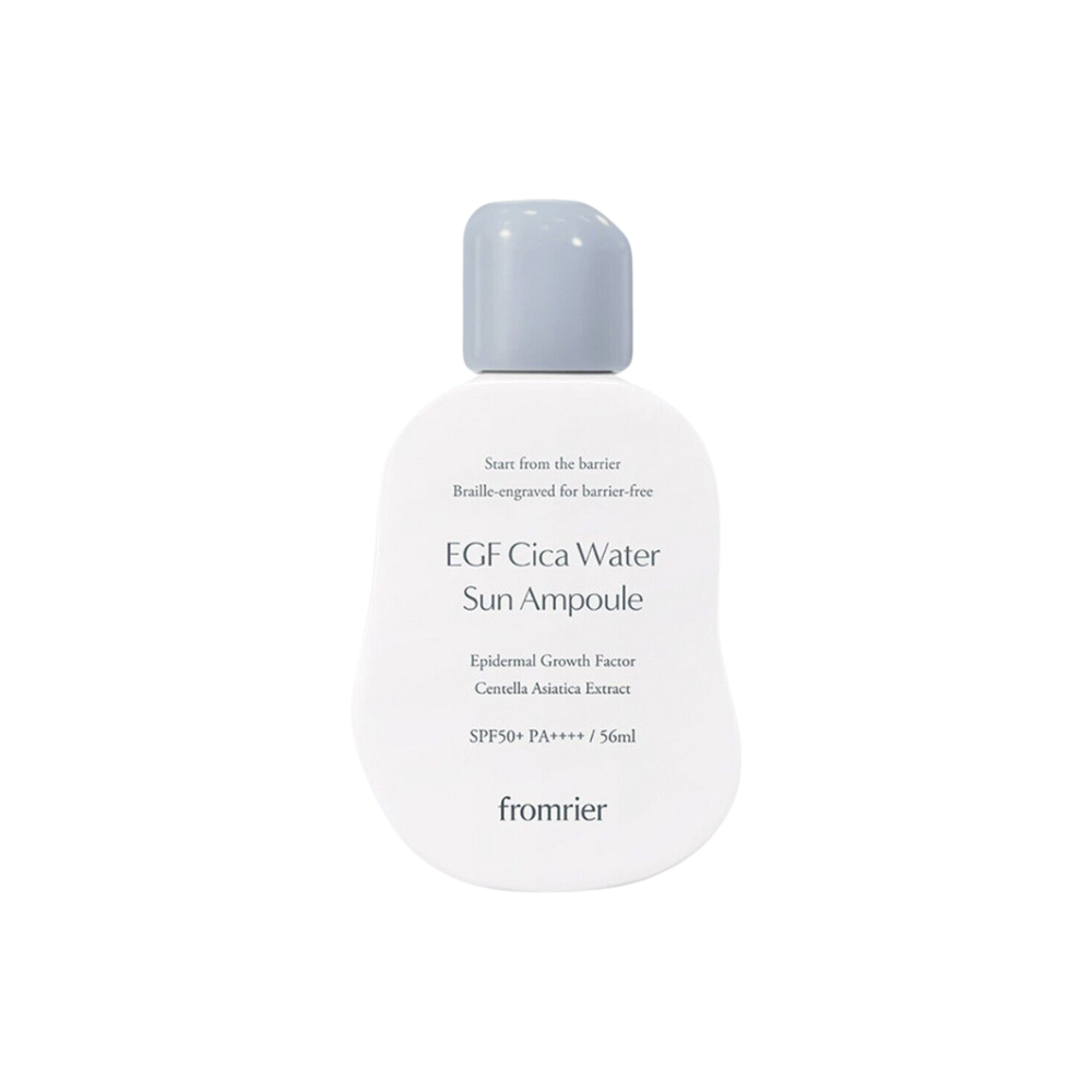 Vegan EGF Cica Water Sun Ampoule SPF50+ PA++++ 56ml bottle with a white label.