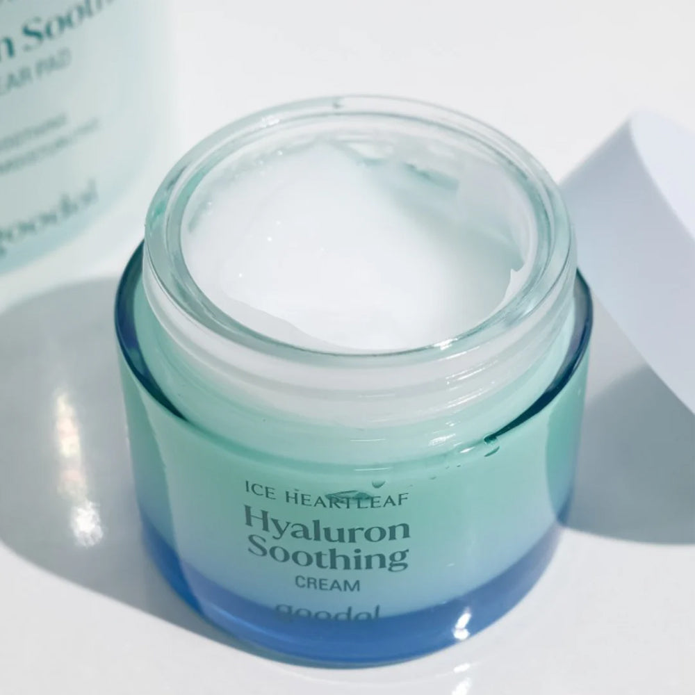 "Image of goodal Heartleaf Hyaluron Soothing Cream 75mL Refill Set. Soothes and hydrates skin with heartleaf and hyaluronic acid."