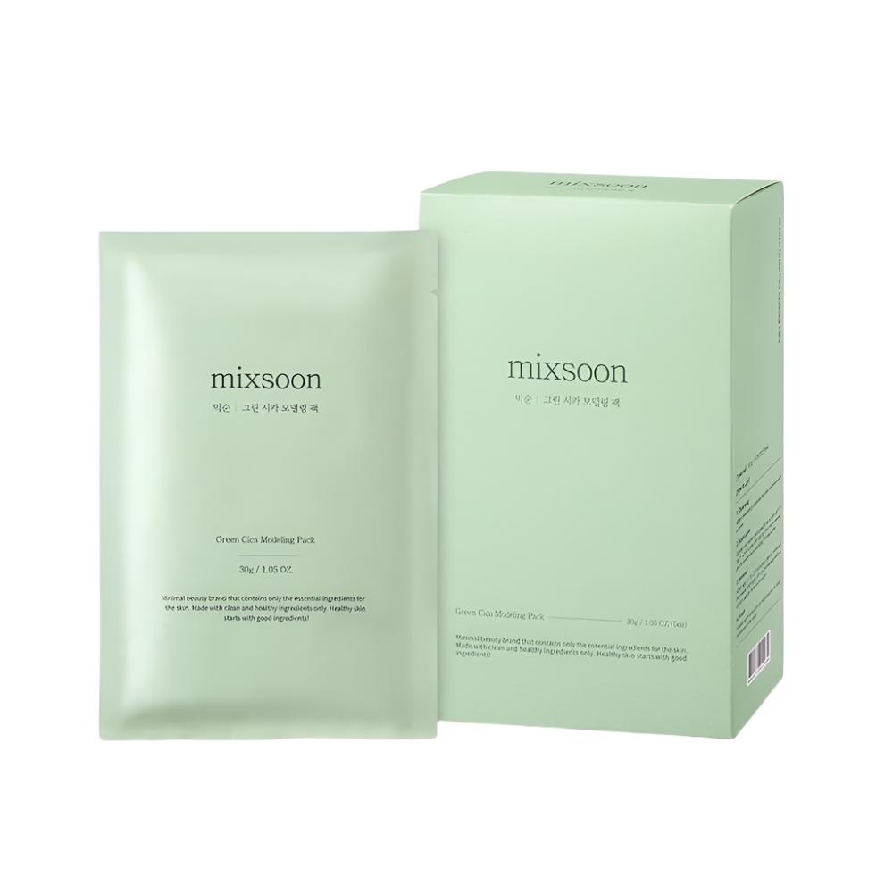 The mixsoon Green Cica Modeling Pack 5ea is a set of soothing and rejuvenating modeling masks designed to calm sensitive and irritated skin.