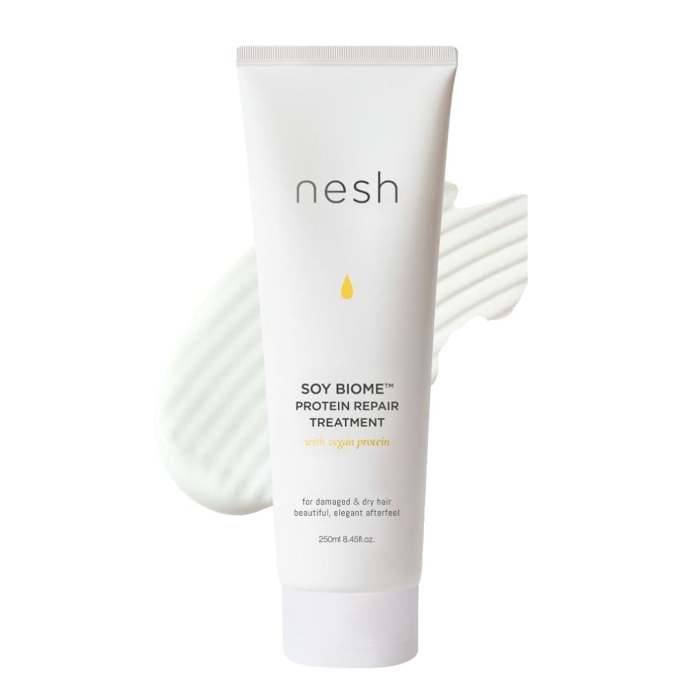 Revitalize and strengthen your hair with the nesh Soy Biome Protein Repair Treatment. 