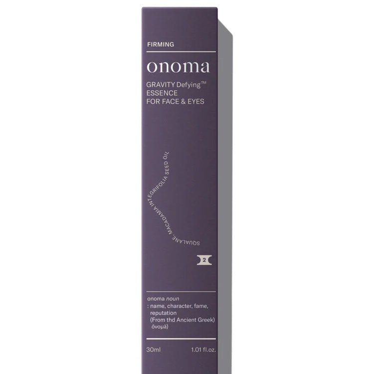 Box of Onoma Gravity Defying Essence: 30ml bottle for face and eyes.