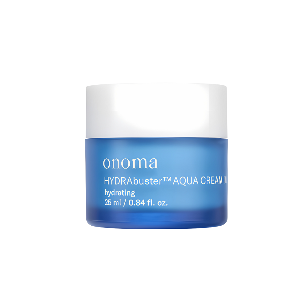 onoma's Hydra Buster Aqua Cream in Gel, available in 25ml and 50ml sizes.