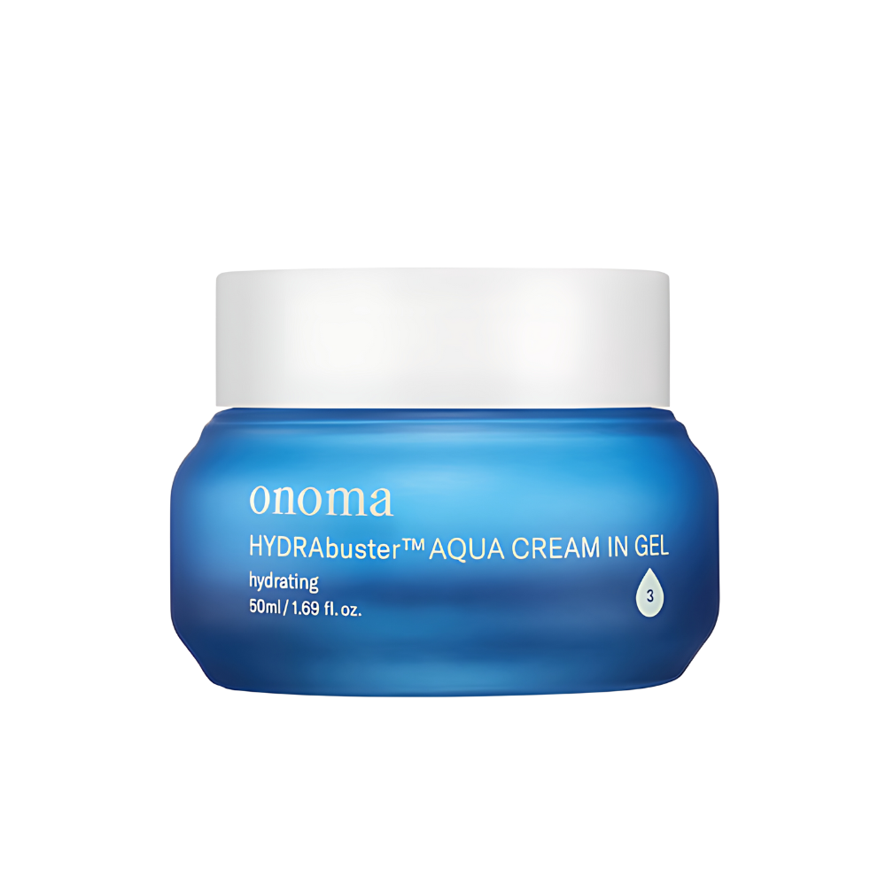 Stay hydrated with onoma's Hydra Buster Aqua Cream in Gel, 25ml/50ml.