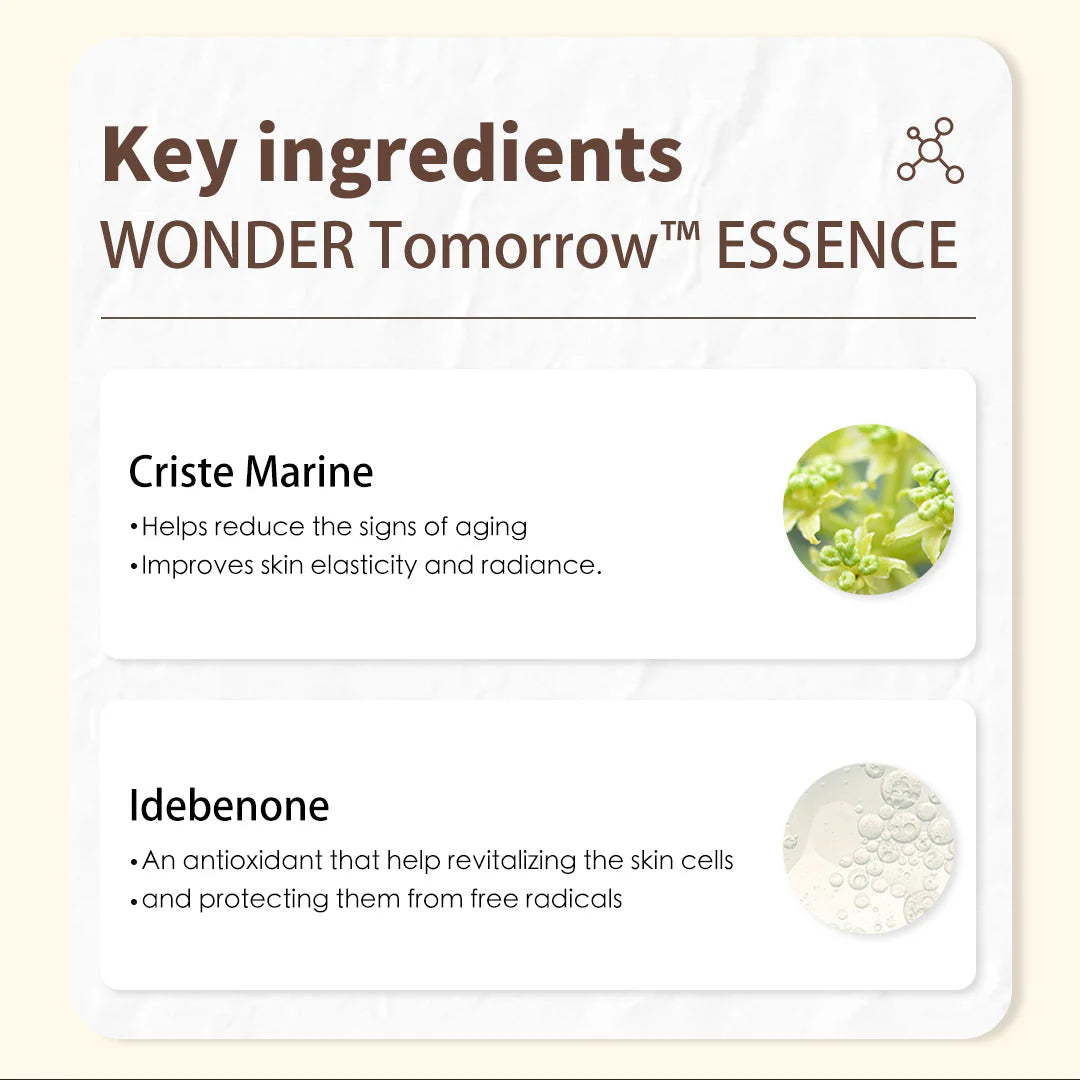 Onoma WONDER Tomorrow™ Essence 35ml bottle, a stylish and effective skincare essential promising a radiant and youthful glow.