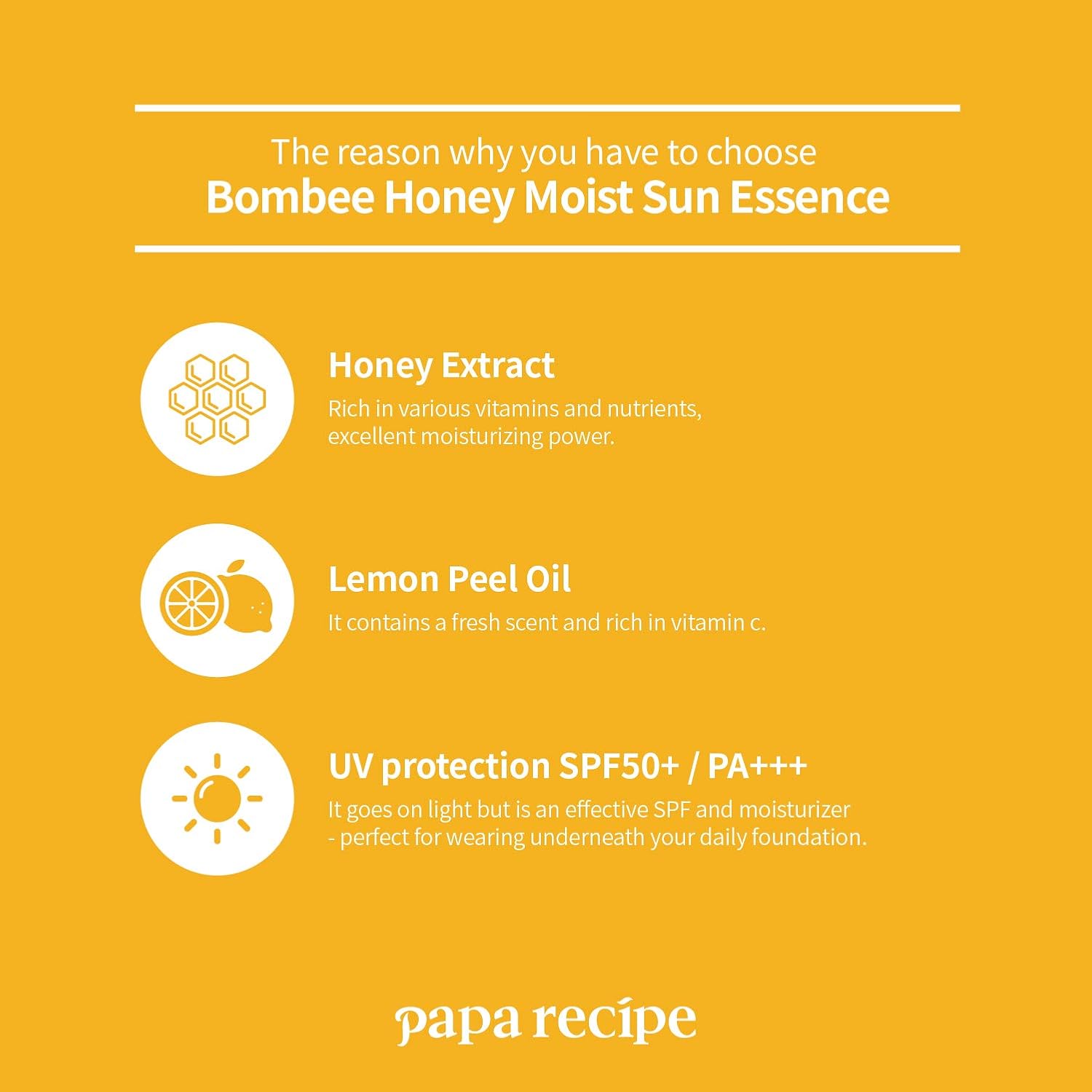 papa recipe Bombee Moist Sun Essence SPF50+ PA+++ 50ml