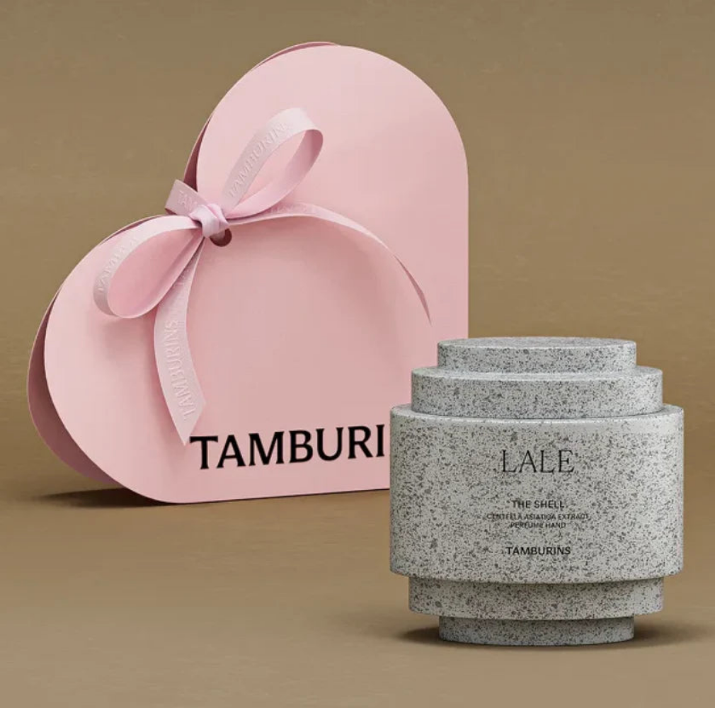 TAMBURINS PERFUME SHELL X Hand Cream - LALE 30ml: Stylish hand cream in a convenient shell-shaped packaging, great for travel.
