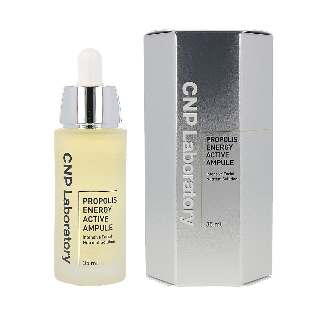Pair of CNP Laboratory Propolis Energy Ampules, one 15ml and one 35ml, for boosting skin energy.