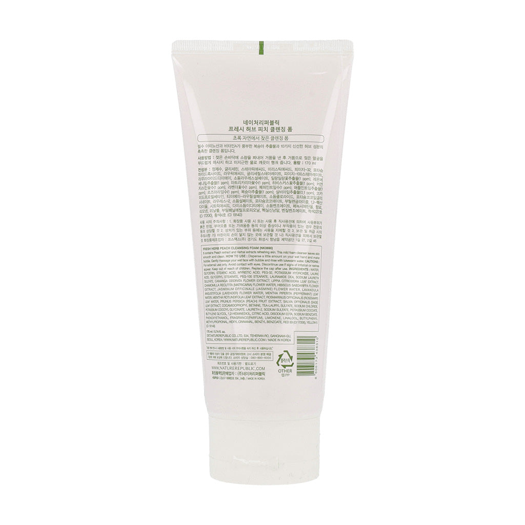 [US Exclusive] NATURE REPUBLIC Fresh Herb Peach Cleansing Foam 170ml - Dodoskin