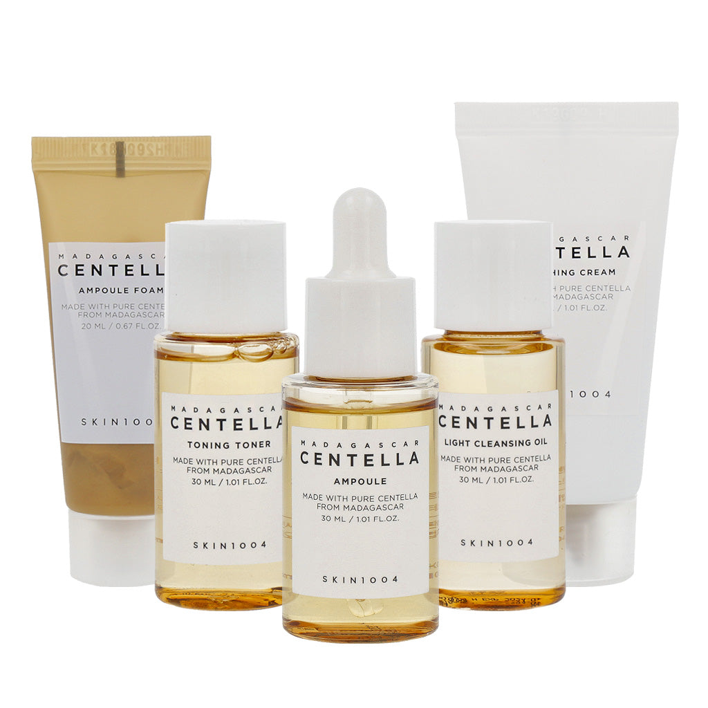 Travel-friendly centella skin care products by SKIN1004 from Madagascar.