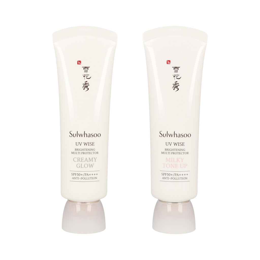 Two bottles of Sultanao body lotion, with Sulwhasoo UV Wise Brightening Multi Protector SPF50+ PA++++ 50ml.